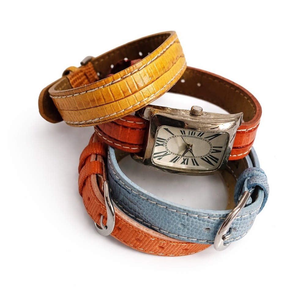 Genuine leather stack of watches/bracelets